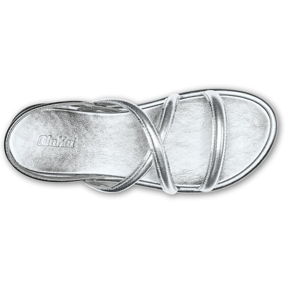 OLUKAI Silver Tiare Leather Strappy Sandals Size 9 NEW NWT - Picture 4 of 4